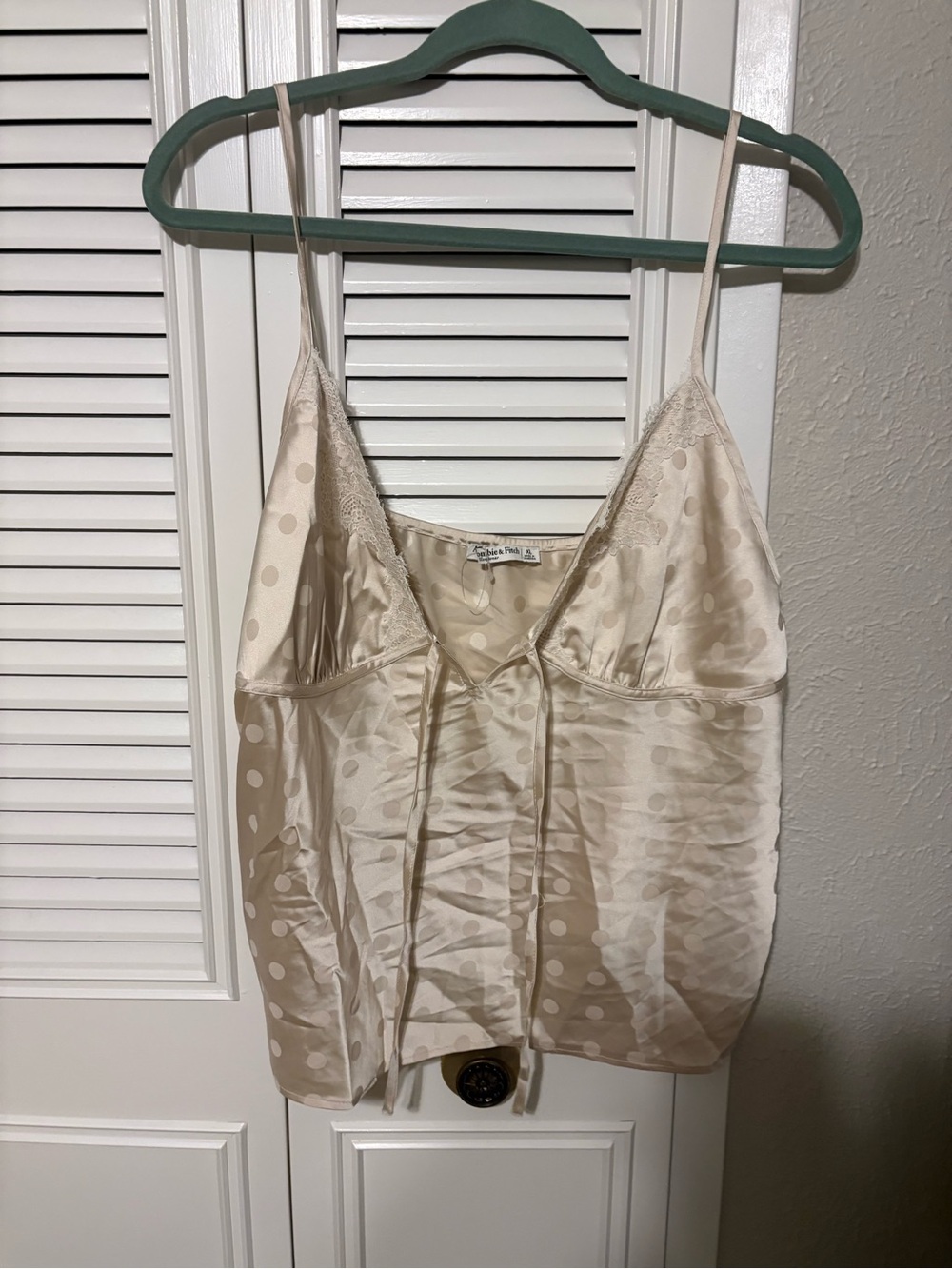Abercrombie & Fitch Cream Polka Dot Satin Cami